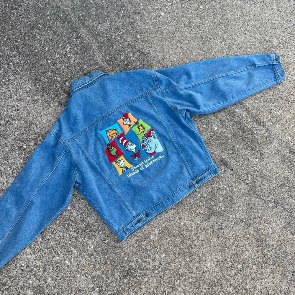 Vintage 90s Universal Studios Dr. Seuss Denim jean jacket